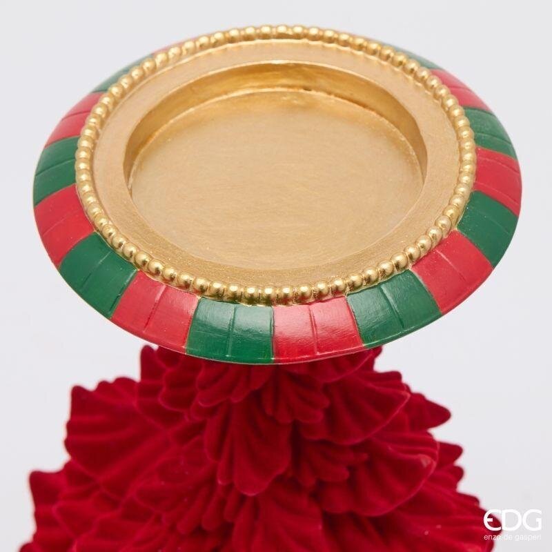 EDG Enzo De Gasperi Porte-bougie Sapin Vert et Rouge H31 Ø19 cm – Décoration de Noël