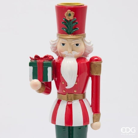 EDG Enzo De Gasperi Portacandela Soldatino Green Red H26 Ø11 cm – Decorazione di Natale