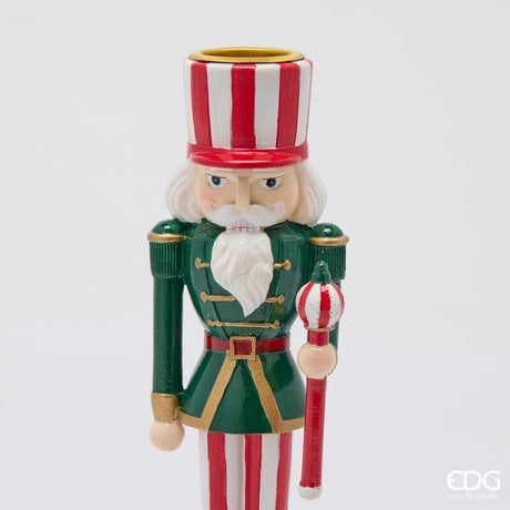 EDG Enzo De Gasperi Portacandela Soldatino Green Red H20 Ø10 cm – Decorazione di Natale