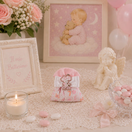 Créations pour Enzo Sachet Bombonière Bébé Lettre Rose 14x13 cm Porte-confettis Conf. 10 pcs