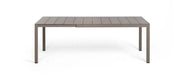 Table Nardi Rio en aluminium 140, extensible, rectangulaire, 140/210 x 85 cm, H 75 cm, gris tourterelle