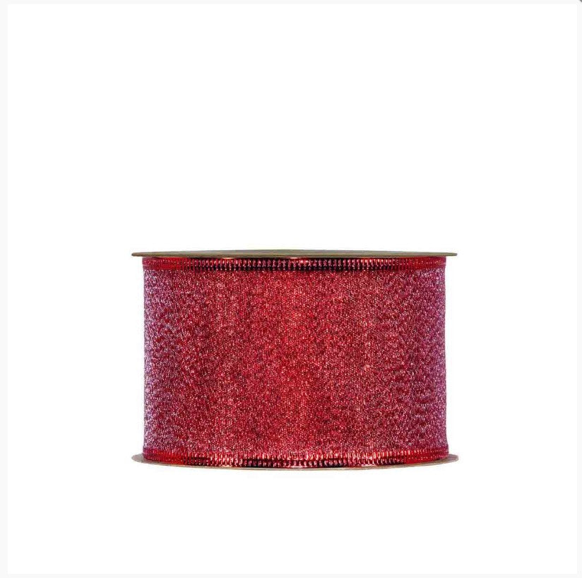 Piovaccari Ruban Amelie Rouge 63 mm x 10 m – Ruban Décoratif de Noël pour Sapin, Noeuds et Emballages Cadeaux