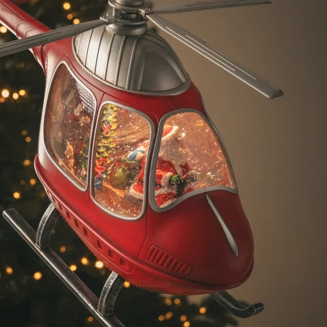 EDG Enzo De Gasperi Décoration de Noël Hélicoptère H 23 Cm L 47 Cm L 10,5 Cm Musique Mov. LED rouge