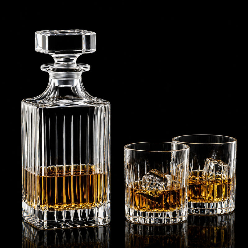 RCR Cristalleria Italiana Timeless - Bouteille carrée avec bouchon carré en verre