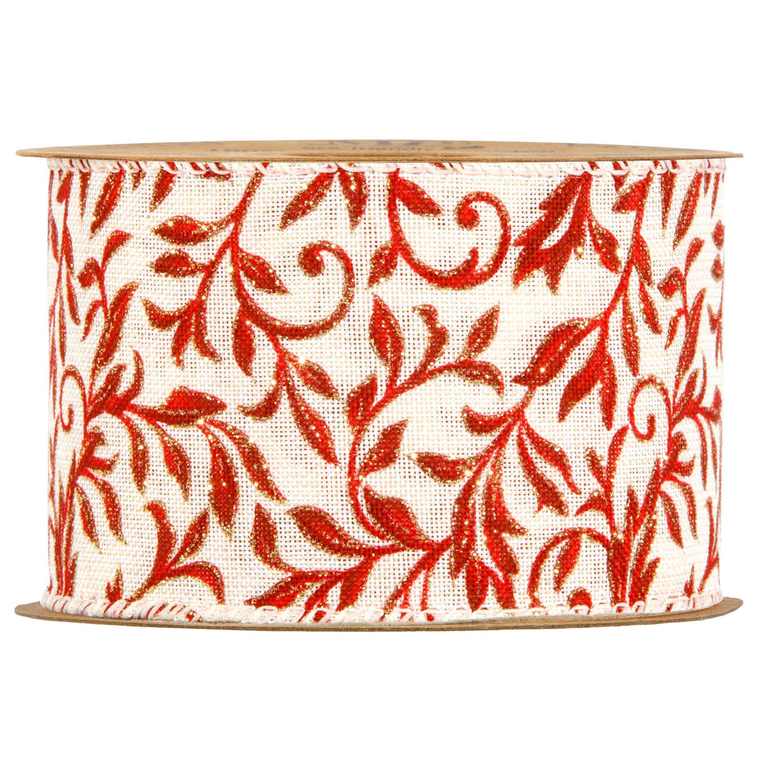 Piovaccari Ruban Noël Red Arabesque Rouge 63 mm x 10 m – Ruban Décoratif avec Motif Arabesque pour Sapin de Noël, Nœuds et Emballages Cadeaux