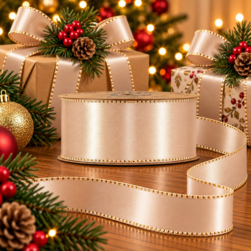 Piovaccari Ruban Satinée Rose Dust 40 mm x 20 m – Ruban Satiné Rose Poudré Ancien pour Nœuds, Emballages Cadeaux et Décorrations de Noël