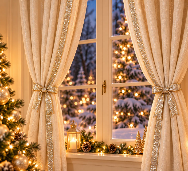 Piovaccari Ruban Desirée Champagne 25 mm x 10 m – Ruban Décoratif de Noël pour Sapin de Noël, Nœuds et Emballages Cadeaux