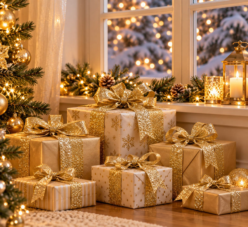 Piovaccari Ruban Desirée Gold Or 63 mm x 10 m – Ruban Décoratif de Noël pour Sapin de Noël, Nœuds et Emballages Cadeaux