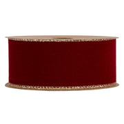 Piovaccari Ruban Double Sides Velvet & Glitter Rouge Foncé 40 mm x 10 m – Ruban de Noël en Velours et Paillettes pour Sapin de Noël, Nœuds et Emballages Cadeaux