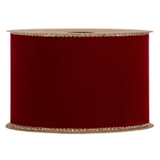 Piovaccari Ruban Double Sides Velvet & Glitter Rouge Foncé 63 mm x 10 m – Ruban de Noël en Velours et Paillettes pour Sapin de Noël, Nœuds et Emballages Cadeaux