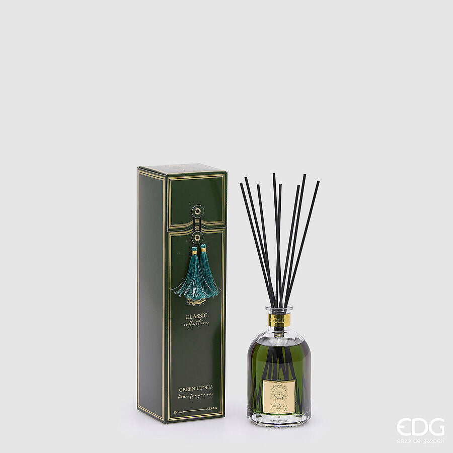 Désodorisant bouteille classique EDG Enzo De Gasperi 250 ml H 14 cm P 8,5 cm Vert Utopia