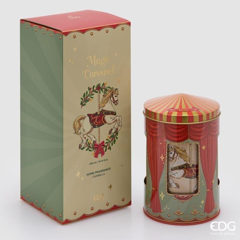 EDG Enzo De Gasperi Diffuseur Flacon Écrin 300 ml avec Carillon Noël H12 Ø10 cm Cannelle – Diffuseur d'Ambiance