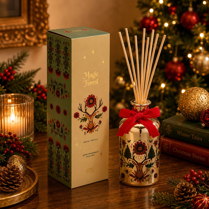 EDG Enzo De Gasperi Diffuseur Noël Bouteille Black Pepper 500 ml H18 Ø10 cm – Diffuseur d'Intérieur