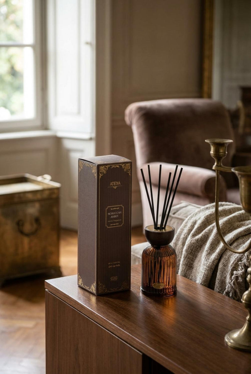 EDG Enzo De Gasperi Diffuseur Bouteille Atena Moroccan Amber 180 ml – Diffuseur Ambiance Festive