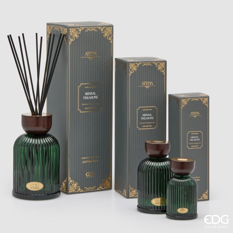 EDG Enzo De Gasperi Diffuseur Bouteille Atena Herbal Treasure 460 ml H16 Ø9 cm – Parfum pour Intérieur