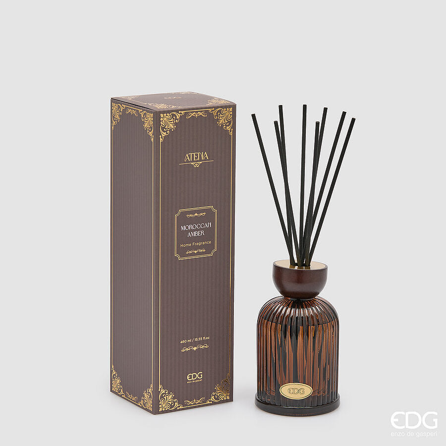 EDG Enzo De Gasperi Diffuseur Flacon Atena Moroccan Amber 460 ml H16 Ø9 cm – Parfum d'Intérieur