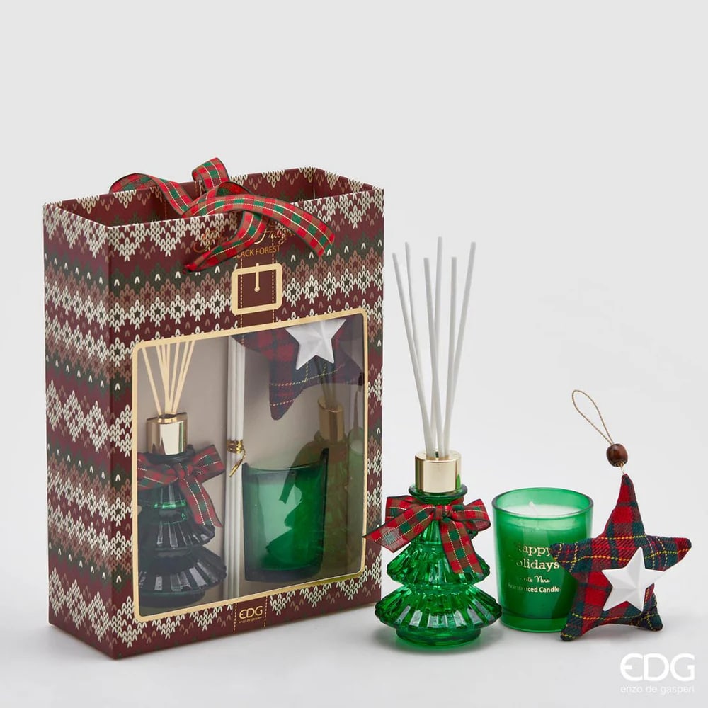 Désodorisant EDG Enzo De Gasperi Flacon 70 ml + Bougie pin Forêt-Noire 2 pièces