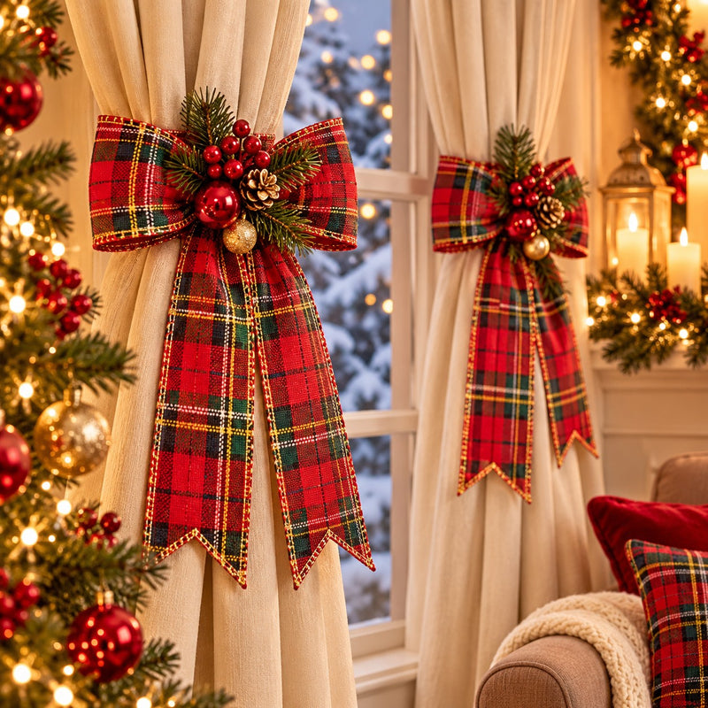 Piovaccari Ruban Aberdeen Rouge 63 mm x 10 m – Ruban Décoratif de Noël pour Sapin de Noël, Nœuds, Paquets Cadeaux et Décorations de Noël