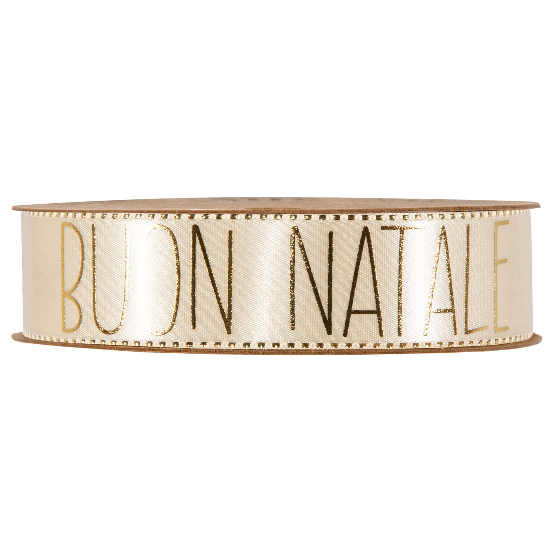 Piovaccari RUBAN BUON NATALE MM25X15MT CREAM Piovaccari Ruban Buon Natale Cream 25 mm x 15 m – Ruban décoratif de Noël couleur crème avec inscription « Buon Natale » pour sapin, nœuds, paquets cadeaux et décorations de Noël
