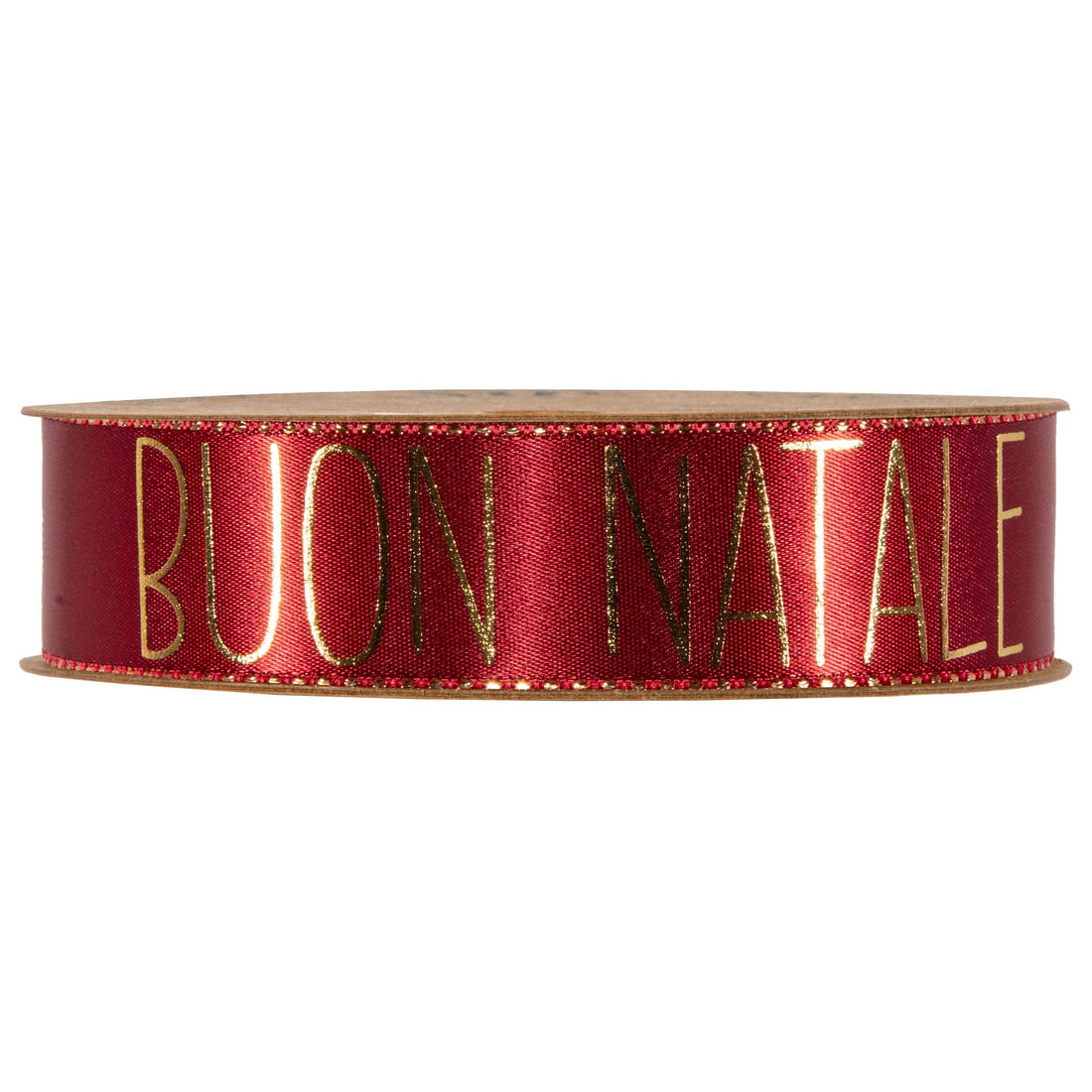 Piovaccari Ruban Buon Natale Red Dahlia Rouge 25 mm x 15 m – Ruban décoratif de Noël avec inscription Buon Natale pour sapin, nœuds, paquets cadeaux et décorations de Noël
