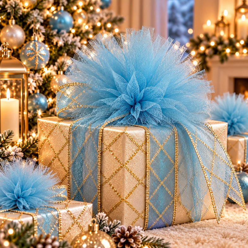 Piovaccari Pompon Bleu Ciel Ø40 cm – Décoration de Noël pour Sapin de Noël, Ornements, Fêtes et Mises en Scène Décoratives