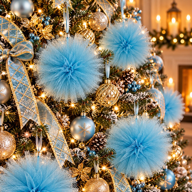 Piovaccari Pon Pon Bleu Ciel Ø25 cm – Décoration de Noël pour Sapin de Noël, Ornements, Fêtes et Décorations d'Ambiance