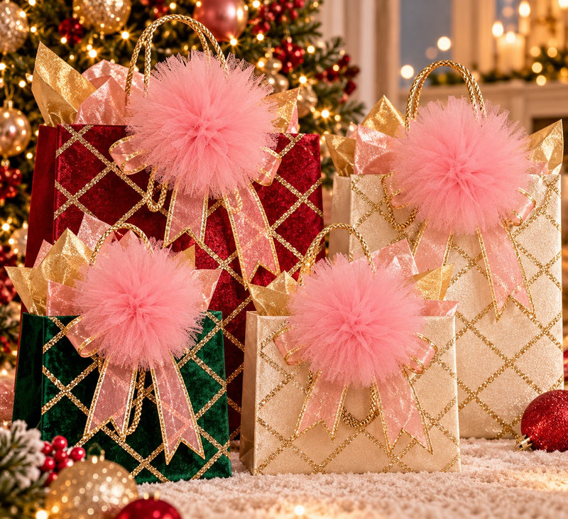 Piovaccari Pompon Rose Ø16 cm – Décoration de Noël pour Sapin de Noël, Ornements, Fêtes et Décorations Festives