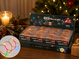 Lots de guirlandes de Noël 20 micro LED RGB 2 Mt 3 x AA Boîte PVC