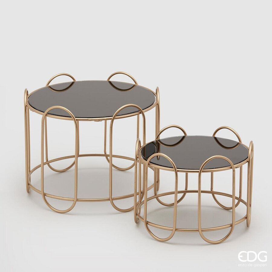 edg enzo de gasperi edg enzo de gasperi set 2 pz alzata rotonda specchio e metallo h 21 cm h 15 cm gold ean 8059824990860