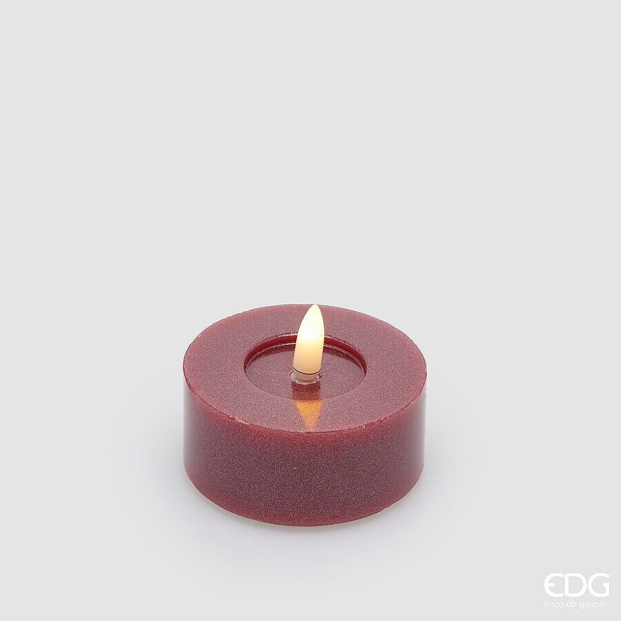 EDG Enzo De Gasperi Set 2 Bougies LED Paillettes H3 Ø7 cm Bordeaux IP20 – Bougies Décoratives de Noël