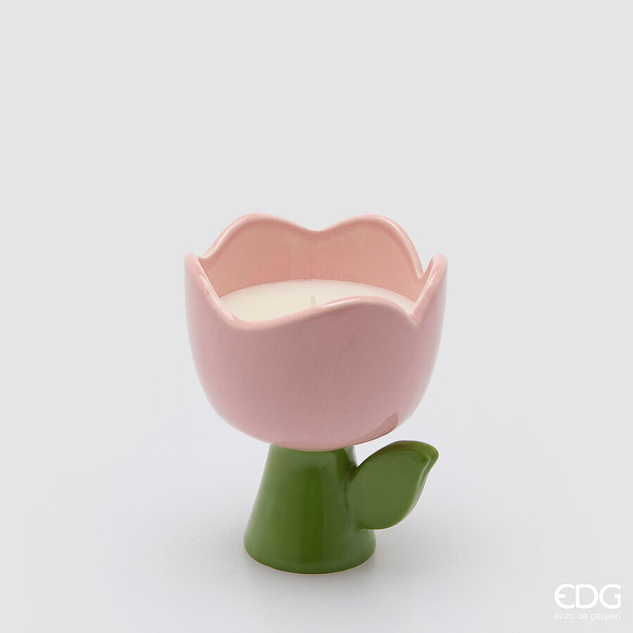 EDG Enzo De Gasperi Bougie Tulipe Parfumée H 11 Cm D 10 Cm Eau de Rose