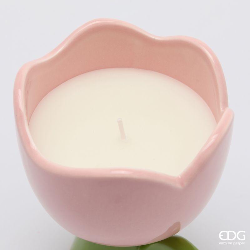 EDG Enzo De Gasperi Bougie Tulipe Parfumée H 11 Cm D 10 Cm Eau de Rose
