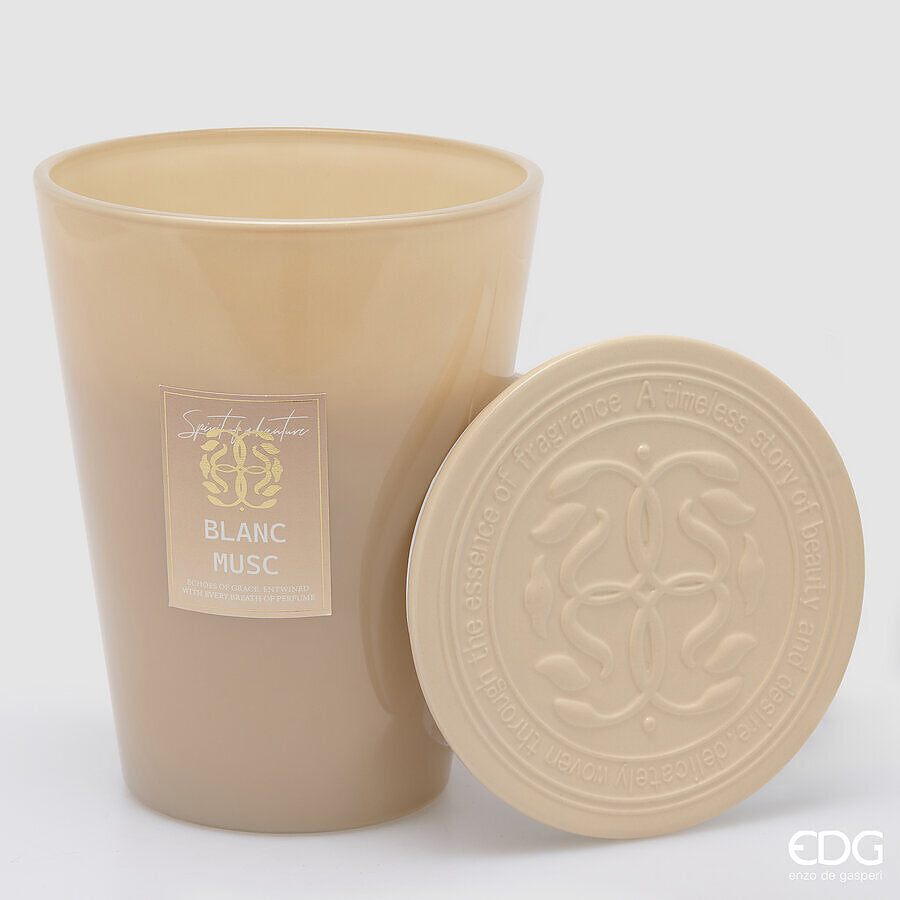 EDG Enzo De Gasperi Bougie Symbol Parfumée White Musk H23 Ø18,5 cm – Idée Cadeau Noël