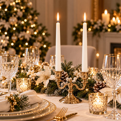 EDG Enzo De Gasperi Set 2 Bougies Flambeau Blanches H25 Ø2,2 cm – Bougies Décoratives de Noël