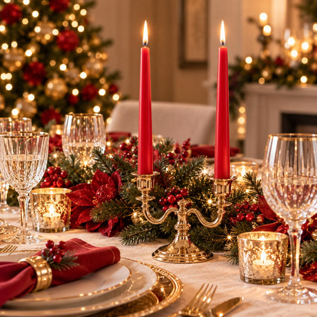 EDG Enzo De Gasperi Set 2 Bougies à Tige Rouges H25 Ø2,2 cm – Bougies Décoratives de Noël