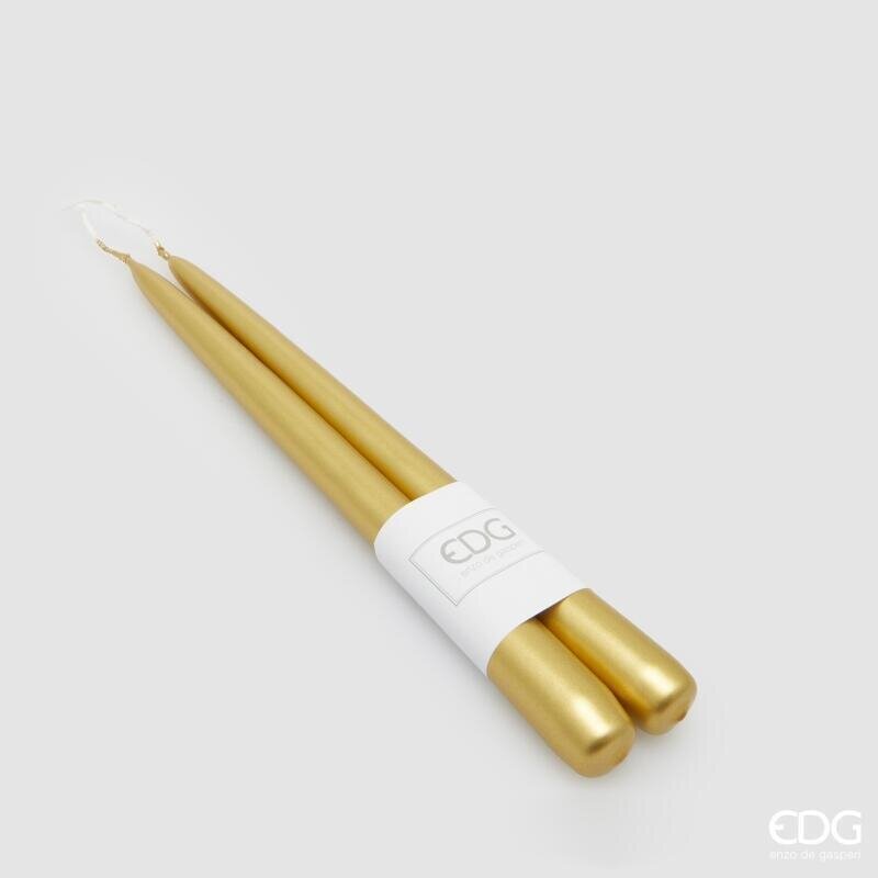 EDG Enzo De Gasperi Lot 2 Bougies à Tige H25 Ø2,2 cm Or – Bougies Décoratives de Noël
