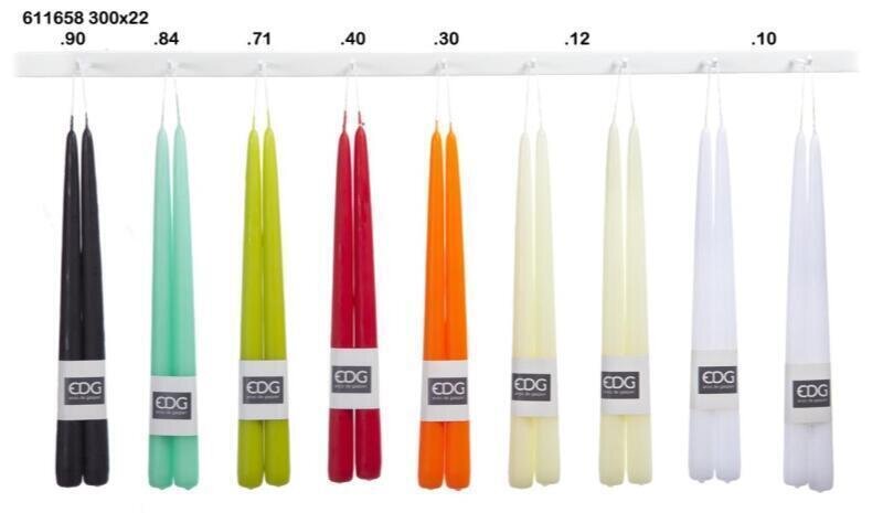 EDG Enzo De Gasperi Set 2 Candele a Stelo Ivory 30x2,2 cm – Candela Decorativa