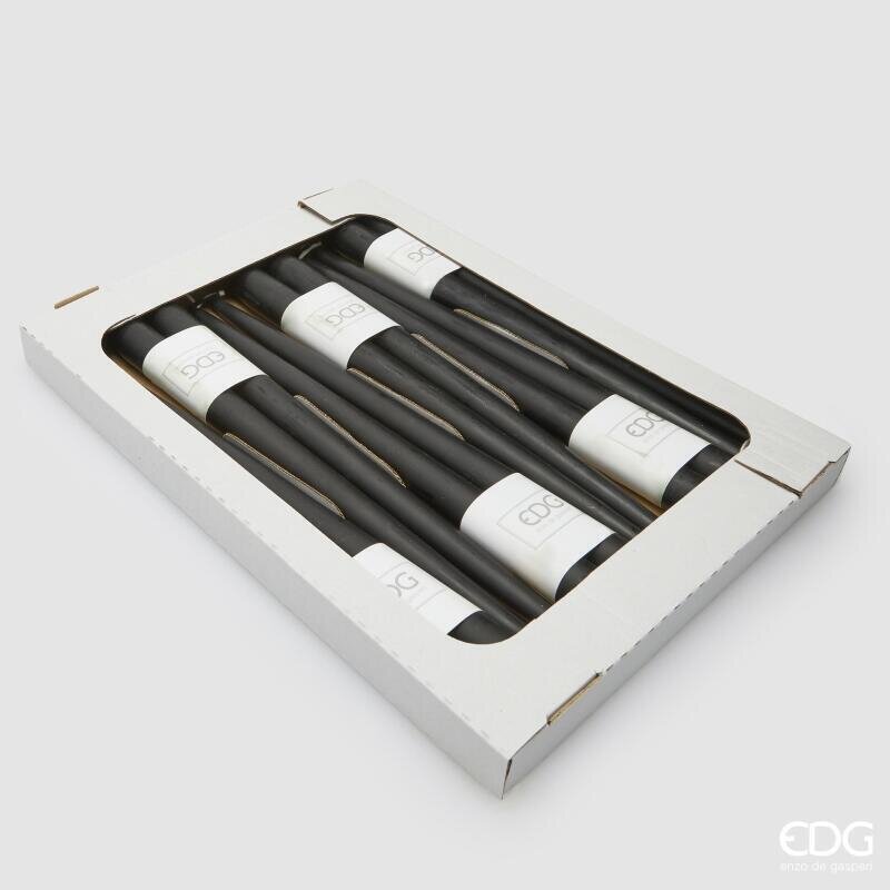 EDG Enzo De Gasperi Ensemble 12 Bougies Tige H30 Ø2,2 cm Noires – Bougies Décoratives