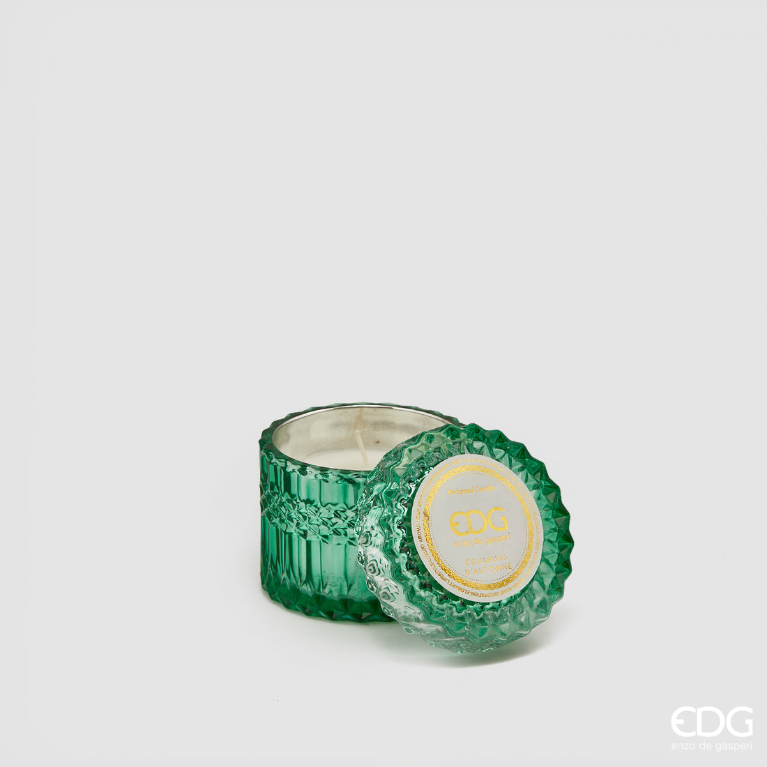 Bougie en cristal EDG Enzo De Gasperi avec vase + coffret cadeau H 8,5 cm P 9 cm 160 g Vert