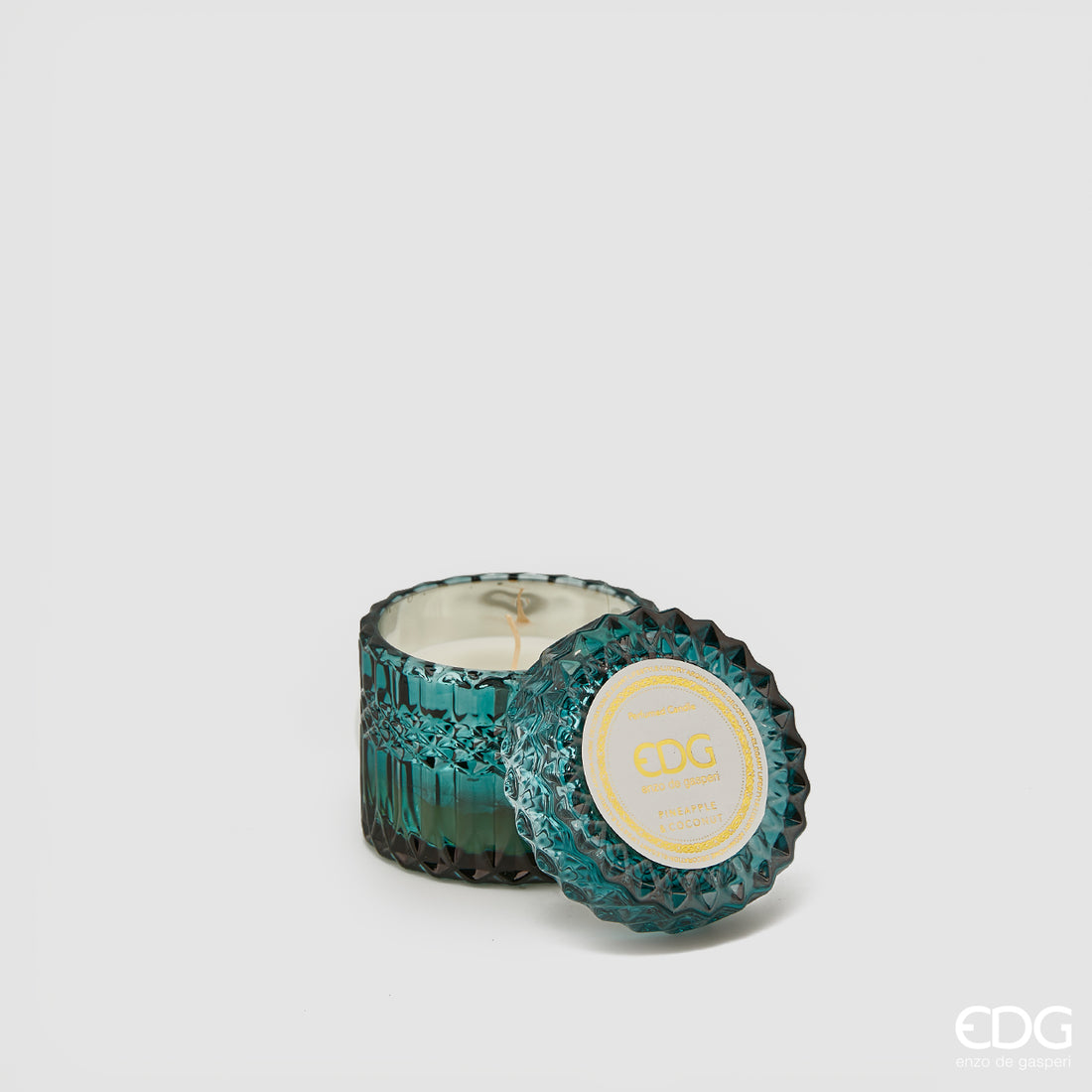 Bougie en cristal EDG Enzo De Gasperi avec vase + coffret cadeau H 8,5 cm P 9 cm 160 g Vert forêt