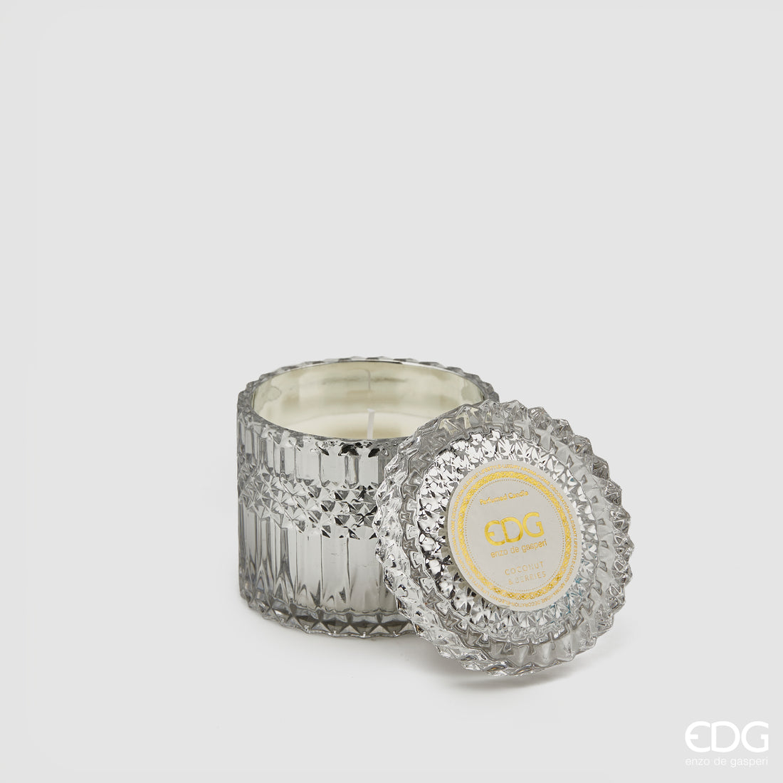 Bougie en cristal EDG Enzo De Gasperi avec vase + coffret cadeau H 10,5 cm P 10,5 cm Naturel