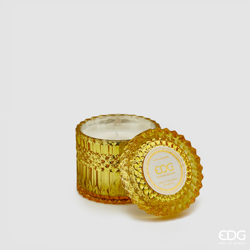 Bougie en cristal EDG Enzo De Gasperi avec vase + coffret cadeau H 10,5 cm P 10,5 cm Jaune clair Jaune