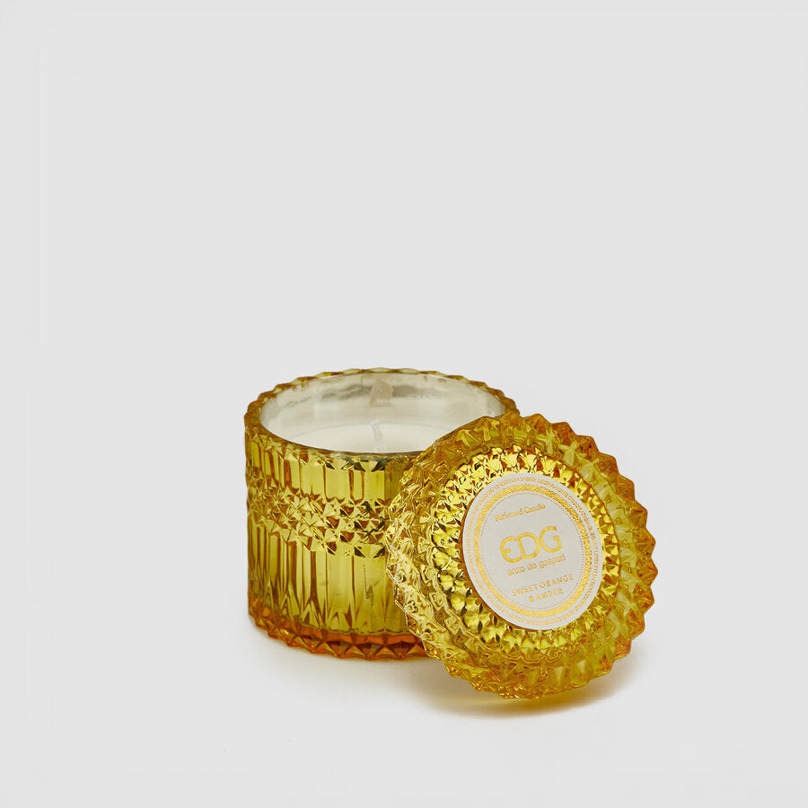Bougie en cristal EDG Enzo De Gasperi avec vase + coffret cadeau H 10,5 cm P 10,5 cm Jaune clair Jaune