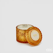 Bougie en cristal EDG Enzo De Gasperi avec vase + coffret cadeau H 10,5 cm P 10,5 cm Ocre