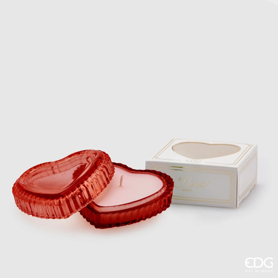 Bougie EDG Enzo De Gasperi Coffre au trésor en forme de cœur H4 D8 Rouge