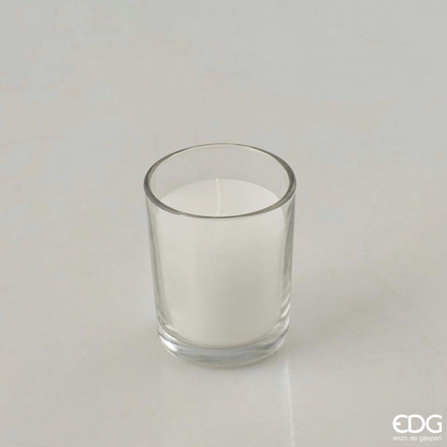 Bougie EDG Enzo De Gasperi avec cylindre en verre H 6 cm P 5 cm Blanc
