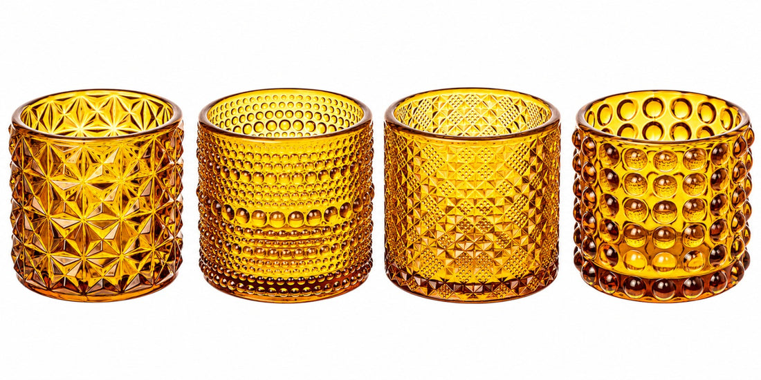 Bougeoirs en verre ARPIMEX Ø 7 cm H 6,8 cm Marron Mix 4 pièces
