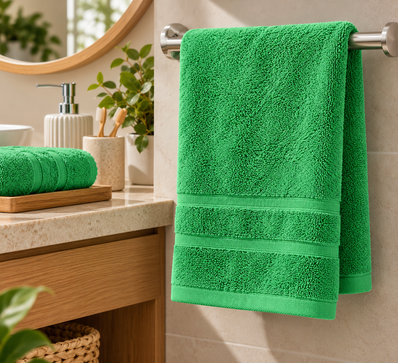 Androni Giocattoli Serviette de toilette en éponge unie vert foncé – Serviette de bain douce et absorbante