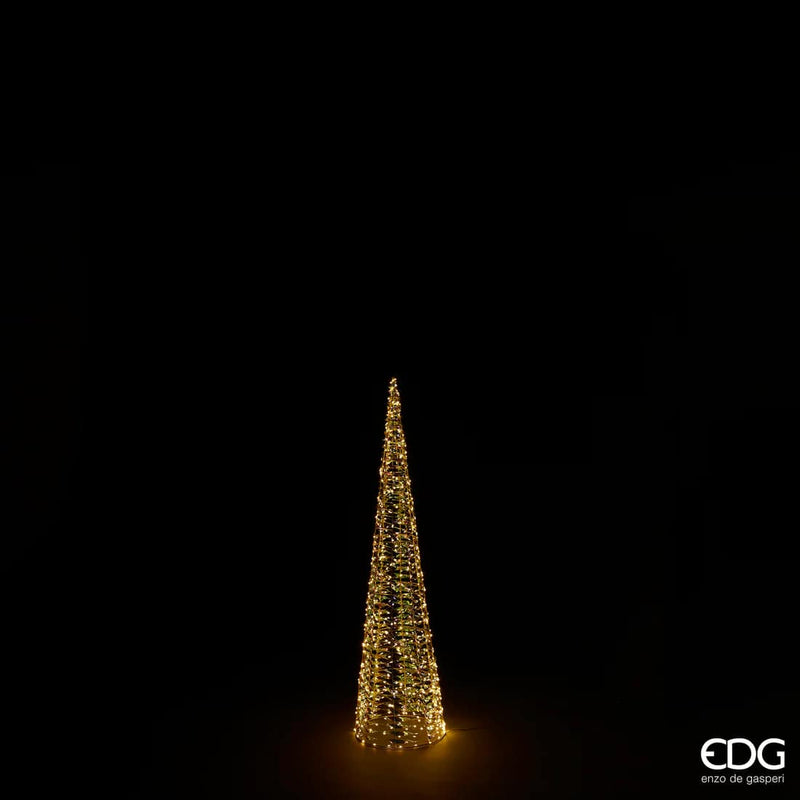 Sapin de Noël EDG Enzo De Gasperi, cône à bandes LED 720 MicroLed, hauteur 120 cm, profondeur 30 cm, doré
