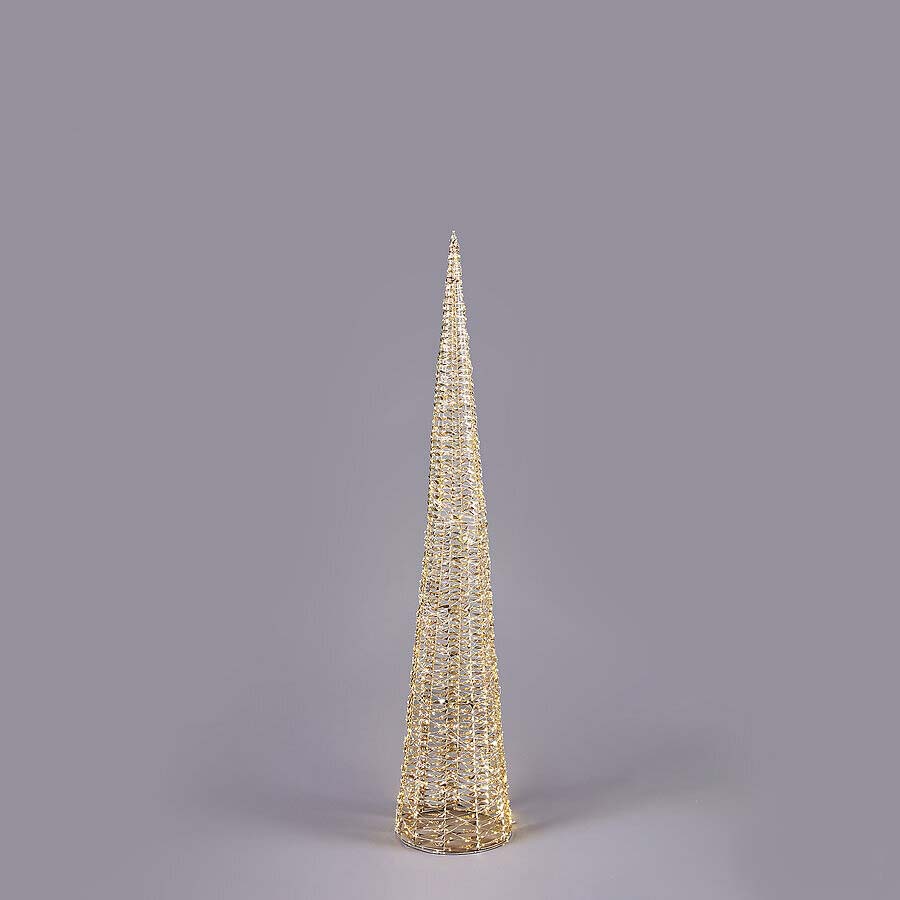 Sapin de Noël EDG Enzo De Gasperi, cône à bandes LED, 1800 microleds, hauteur 180 cm, profondeur 34 cm, doré